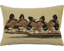 gobelin kussen eenden bruin bad boys 30x45cm