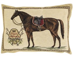 gobelin kussen paard zadel rood 30x45cm