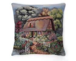 Gobelin Kussenhoes Dubbelzijdig Huis 45x45cm Jacquard