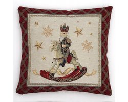 Gobelin Kussenhoes Notenkraker 45x45cm - Dubbelzijdig & Feestelijk