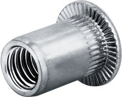 GOEBEL® - 250 x Blindklinkmoeren M 6 - Staal [ AISI 1008 ] Verzinkt (Ø x L) 8,9 mm x 16,0 mm - Vlakke kop Ronde schacht - Schacht einde Open - GO-NUT - 7550600002 - Linkmoeren - Klinkmoeren - Blindmoeren
