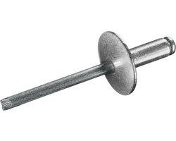 GOEBEL® - 250 x Blindklinknagels (Ø x L) 5 x 10 mm - Alu Aluminium AlMG 3,5 / Staal verzinkt - Grote kop - STANDARD - 7171150100 - Popnagel