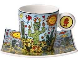 Goebel - James Rizzi | Kop en schotel Espresso Desert Life | Porselein - 10cm - 100ml