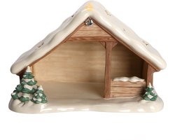 Goebel - Kerst | Decoratief beeld / figuur Kerststal met sneeuw | Aardewerk - 37cm