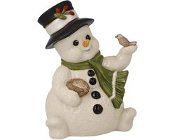 Goebel - Kerst | Decoratief beeld Sneeuwpop Een gezellig plekje | Aardewerk - 11cm