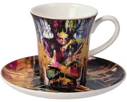 Goebel - Lana Frey | Kop en schotel Espresso Liberation | Porselein - 12cm - 100ml - met echt goud