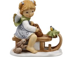 Goebel - Nina & Marco | Decoratief beeld Engel Leuke sledetocht | Porselein - 9cm