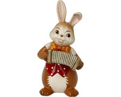 Goebel - Pasen | Decoratief beeld / figuur Haas Brutale muzikant | Aardewerk - 8cm - Paashaas