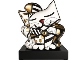 Goebel - Romero Britto | Decoratief beeld Golden Cat | Porselein - 31cm - Limited Edition