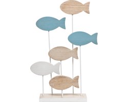 Goebel - Scandic Home | Decoratief beeld / figuur Blue Fishes | Hout - 34cm