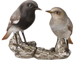 Goebel - Vogels | Decoratief beeld Vogel van het Jaar 2025 - Zwart roodstaartpaar | Porselein - 14cm