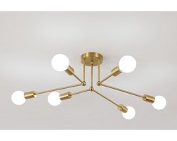 Goeco Kroonluchter - 70cm - Groot - E27 - 6 Lichten - Vintage Plafondlamp - Industriële Kroonluchters - Verstelbaar 180° - Goud - Zonder Lampen