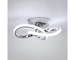 Goeco plafondlamp - 25cm - Klein - LED - 22W - koel wit licht - 6500K - zilveren - voor slaapkamer gang balkon