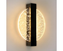 Goeco wandlamp - 25cm - Medium - 12W - LED - Zwarte - rond - 1500LM - warm wit - 3000K - voor slaapkamer woonkamer hal trap