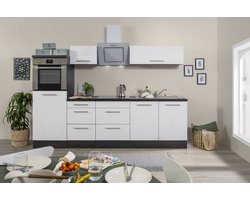 Goedkope keuken 270 cm - complete keuken met apparatuur Amanda - Wit/Wit - soft close - keramische kookplaat - afzuigkap - oven - spoelbak