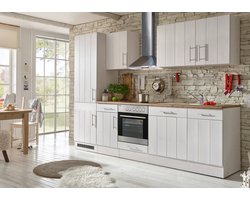 Goedkope keuken 280  cm - complete keuken met apparatuur Anton  - Wit/Wit - soft close - keramische kookplaat - vaatwasser - afzuigkap - oven    - spoelbak