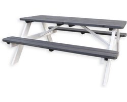 Goedkopepicknicktafels.nl | Grijs Witte Picknicktafel Deluxe 180cm Grijs/Wit| Tuintafel 6 Persoons | Duurzaam Behandelde Tuin Tafel