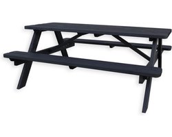 Goedkopepicknicktafels.nl | Zwarte Picknicktafel Deluxe 180cm Zwart| Tuintafel 6 Persoons | Duurzaam Behandelde Tuin Tafel