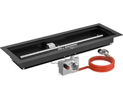 GoFire inbouwbrander rechthoek 75 x 25 cm | Flexibel bedieningspaneel | Zwart