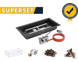 GoFire SUPERSET inbouwbrander rechthoek 56 x 28 | Flexibel bedieningspaneel | Zwart