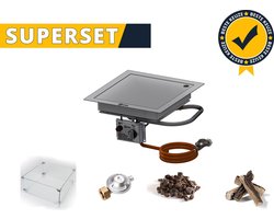 Gofire SUPERSET inbouwbrander vierkant 40 x 40 cm | Flexibel bedieningspaneel