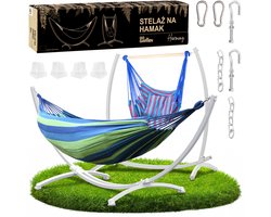 GoGarden Harmonia Duo - Dubbele Tuinhangmat - Metalen Standaard - Wit - 250kg Capaciteit