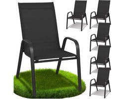 GoGarden Serie - Metalen Tuinstoel - Zwart - Modern - Voor Buiten