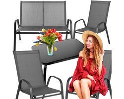 GoGarden Tuinmeubelset - Metalen Stoel - Sofa - Tafel - Grijs
