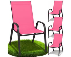 GoGarden - Tuinstoel - Roze - Metalen Frame - Vier Stuks
