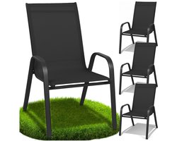GoGarden - Tuinstoel - Zwart - Stapelbaar - Metaal - Comfortabel