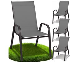 GoGarden - Tuinstoelen Set - Metaal - Grijs - 4 Stuks