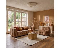 Gogoo 3-zitsbank Cognac Chenille – Design Bank met Bubble Effect