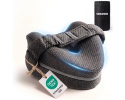 GoGoods® Kniekussen Orthopedisch - Beenkussen Ergonomisch - Voor Zijslapers - Memory Foam - 25x23x13 cm - Met Wasbare Hoes - Grijs