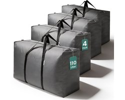 GoGoods® Opbergtas XXL - 4x 110L - Organizer voor Kleding en Dekbed - 80x30x47 cm - Met Ritssluiting - Textiel - Grijs