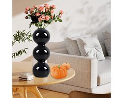 Gohytal Bubble vaas, kleine vaas, glas, zwarte glazen vaas voor pampasgras, moderne glazen vazen voor tafeldecoratie, bloemenvazen, bolvaas, hydrocultuur design, rozenvaas, decoratieve vazen voor