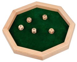 GOKI Dobbelsteenbak - Achthoek - 5 Dobbelstenen - Hout - 4 Jaar