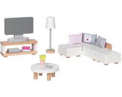 Goki Houten Poppenmeubels Woonkamer, 15dlg.