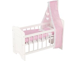 Goki Poppenbedje Met Hemel Junior 63 X 31,5 Cm Hout Wit/roze