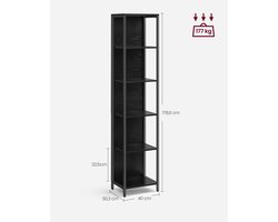 Golaro Boekenkast - Met Verstelbare Ledverlichtingsplank - Stalen Boekenkast - 6-verdieping - 30.3x40x178.6 cm - Zwart