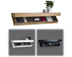 Golaro Zwevende Wandplank - Boekenplank met Geheime Opbergruimte – Houten Plank met Verborgen Vak - Wandrek Zwevend - Zwart