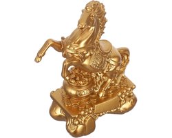 Gold Resin Horse Figure - Feng Shui Sculptuur - Vintage Dier Ornament Voor Prosperiteit En Succes - Perfect Voor Bureau Of Plank