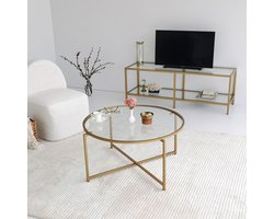 Gold Sun Salontafel | METALEN FRAME | Goud - Asir Group - Salontafel - Goud - Metaal; Glas