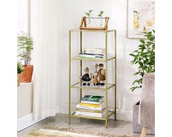 Golden 4-Tier Glass Bathroom Storage Shelf: Eenvoudig en stabiel