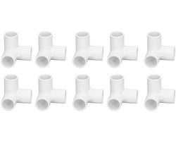 Golden crown - 3 Way Buisleidingen - PVC Plastic Haakse Tee Hoek Connector - Wit - Voor Waterleidingen en Meubels - 10 Stuks - 20mm Binnendiameter
