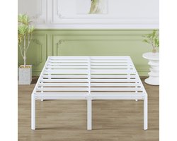 Golden crown - Bedframe 160 x 200 cm - Metalen Bed - Hoogte 46 cm - Wit - Lattenbodem - Stabiel en Ruimtesparend - Geschikt voor King Size Matras
