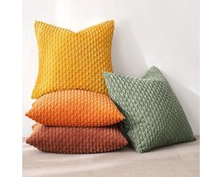Golden crown - Corduroy Kussenslopen Set van 4 - Decoratieve Kussenhoezen - Oranje
