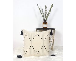 Golden crown - Decoratieve Boho kussenhoezen - Moderne zwart-witte kussenslopen - 18 x 18 inch - Geweven katoen - Woondecoratie - Geschikt voor slaapkamer