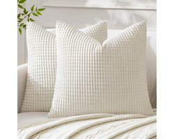 Golden crown - Decoratieve Kussenslopen - Luxe en Comfort - Wit - Set van 2 - Perfect voor Sofa en Slaapkamer - 45 x 45 cm