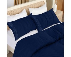 Golden crown - Dekbedovertrekset - Microvezel Polyester - Luxe Comfort - Marineblauw - Inclusief Kussenslopen - Geschikt voor Volwassenen - 200x200 cm