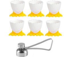 Golden crown - Eierdopjes - Eieropener set - Roestvrijstalen eieropener - Cartoon eierstandaard - Kinderontbijt - Eierhouder - Geschikt voor gekookte
